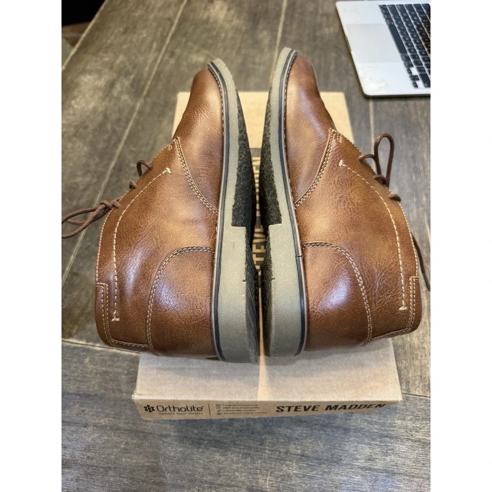 🌟NEW🌟 Steve Madden Men's Short Chukka P-SYMIN Boots -COGNAC SIZE 8‎